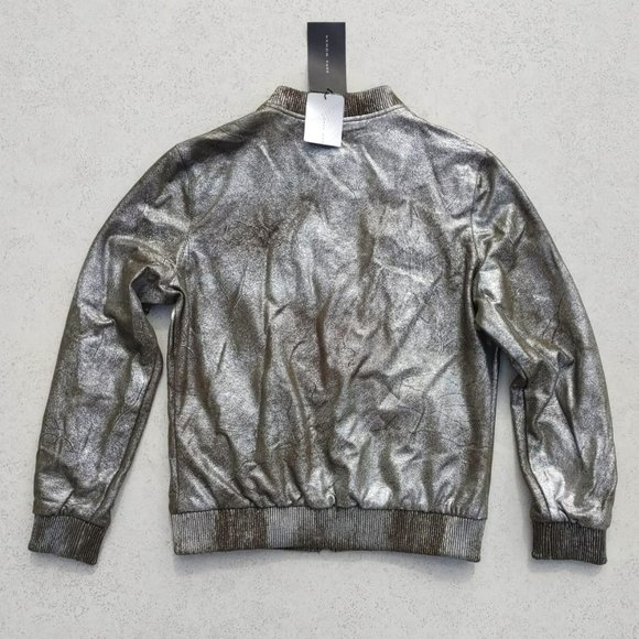 NWT Zara Olive Green Silver Shiny Glitter Bomber Jacket. M - Picture 3 of 8